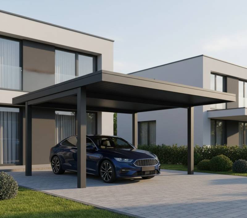 Abri véhicule robuste à deux pieds, protection intempéries, sur-mesure Ariège Haute-Garonne