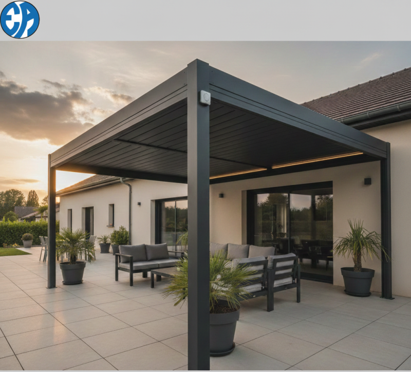 pergola bioclimatique aluminium noire detection pluie au sud de toulouse